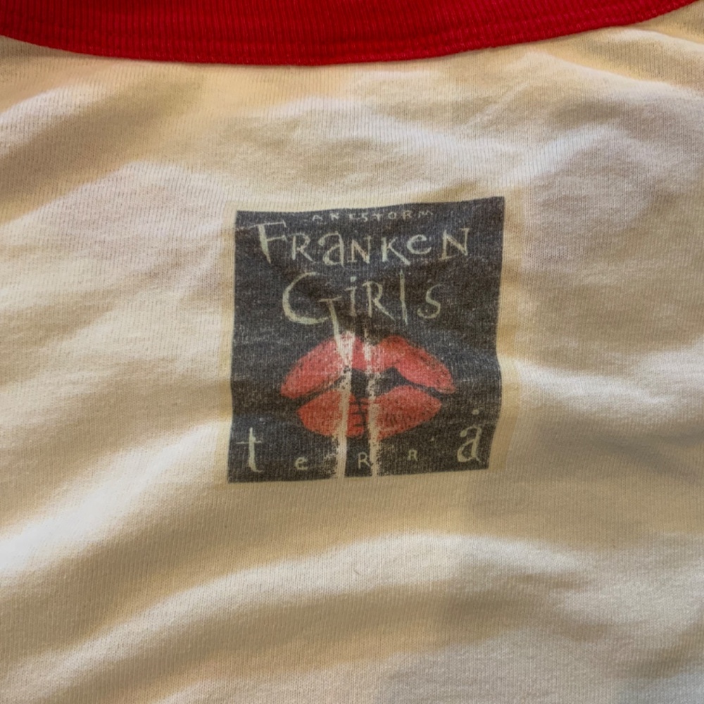 VINTAGE 90’s Murina Armstrong Franken Girls Terra T-Shirt Size L Red/White - Picture 4 of 6